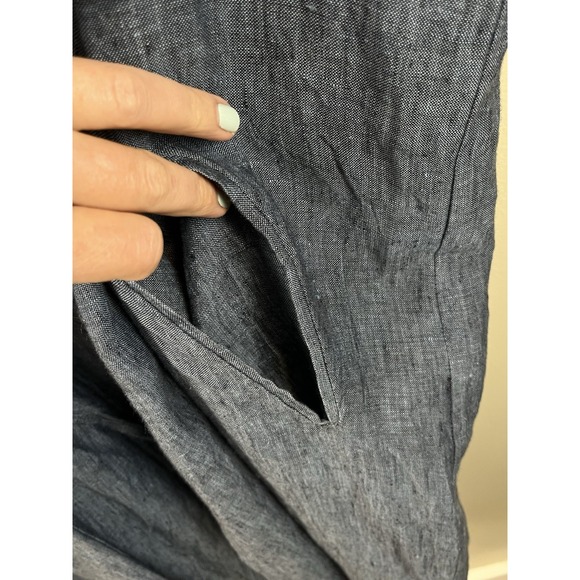 Vikolino Women's L/XL 100% Blue European Linen Sleeveless Long Vest Lagenlook - Picture 7 of 14